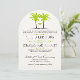 Invitation Lime Green Beach Palm Tree Destination Typographie