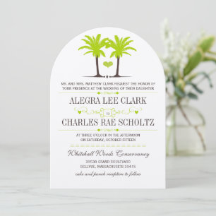 Invitation Lime Green Beach Palm Tree Destination Typographie