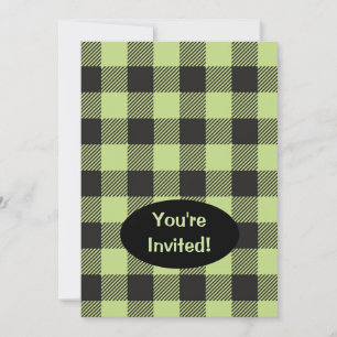 Invitation Lime Green Buffalo noir Chèque Plaid tendance