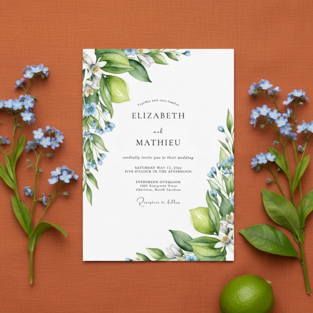 Invitation Lime Green Citrus Mediterranean Wedding (Créateur téléchargé)