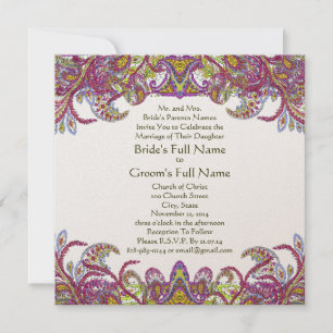 Invitation Lime Green et Raspberry Mariage damassé