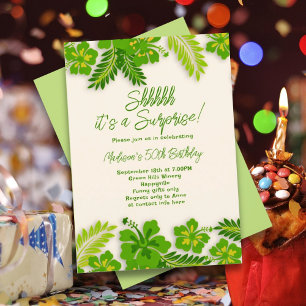 Invitation Lime Green Fleurs hawaïennes Feuilles fête d'anniv