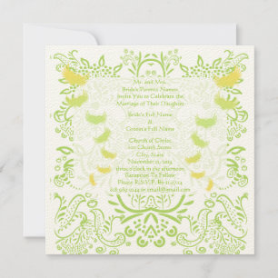 Invitation Lime Green Mariage damassé