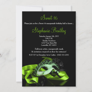 Invitation Lime Green Masquerade Sweet 16 Anniversaire Invita