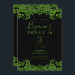Invitation Lime Green Parties scintillant Étincelle Black Swe<br><div class="desc">Personnaliser pour tout événement</div>