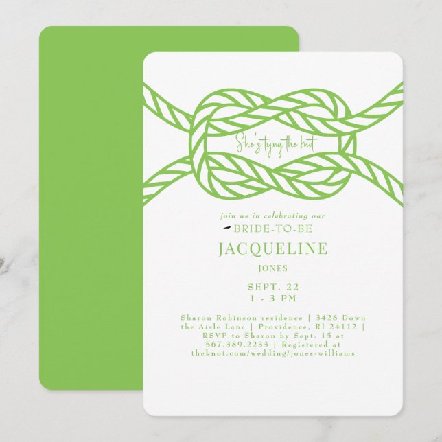 Invitation Lime Green Tying the Knot Fête de Mariage (Devant / Derrière)