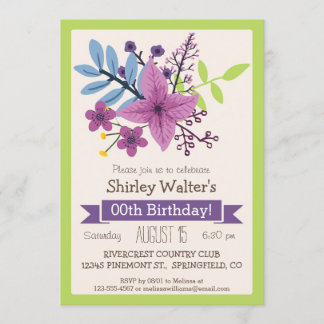 Invitation Lime Green & Violet Violet Adulte fête d'anniversa