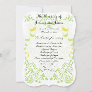 Invitation Lime Green Whimisd Bird Menu Mariage