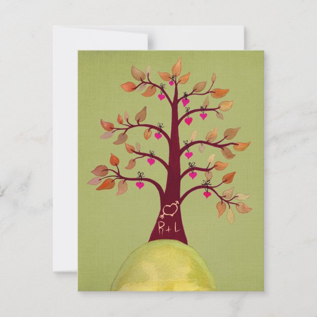 Invitation Lime Mariage Automne Automne Coeur arbre Invitatio (Devant)