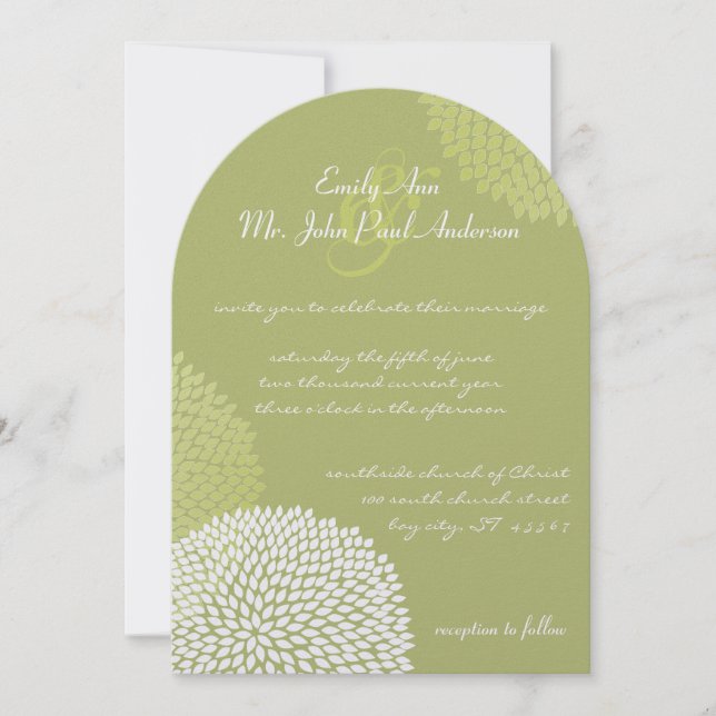 Invitation Lime Moderne Floral Chrysanthemum Mariage (Devant)