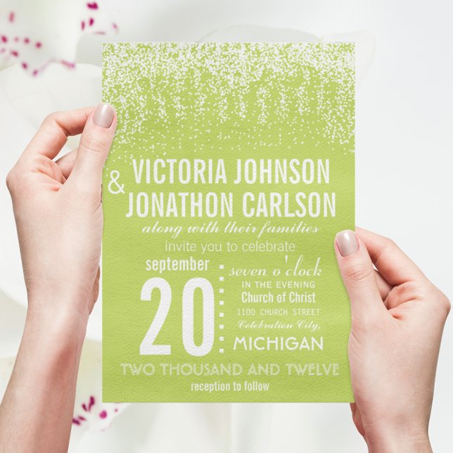 Invitation Lime Photo Confetti ModernTypographie (Créateur téléchargé)