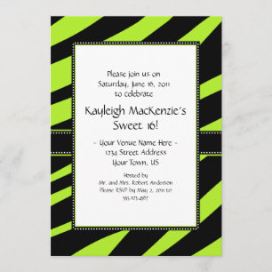 Invitation Lime vert et noir zèbre gris doux 16 Invita