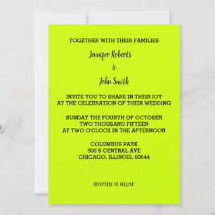 Invitation Lime Vert Mariage Bright Coloré Personnalisé Simpl