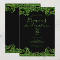 Lime Vert Paillettes Scintillantes Noire Quinceañe