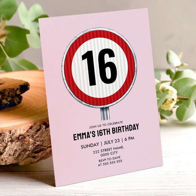 Invitation Limite de Vitesse 16e Anniversaire - TOUS ÂGES (Créateur téléchargé)