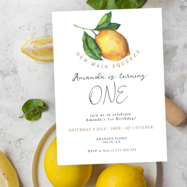 Invitation Limonade citron agrumes 1er anniversaire (Créateur téléchargé)