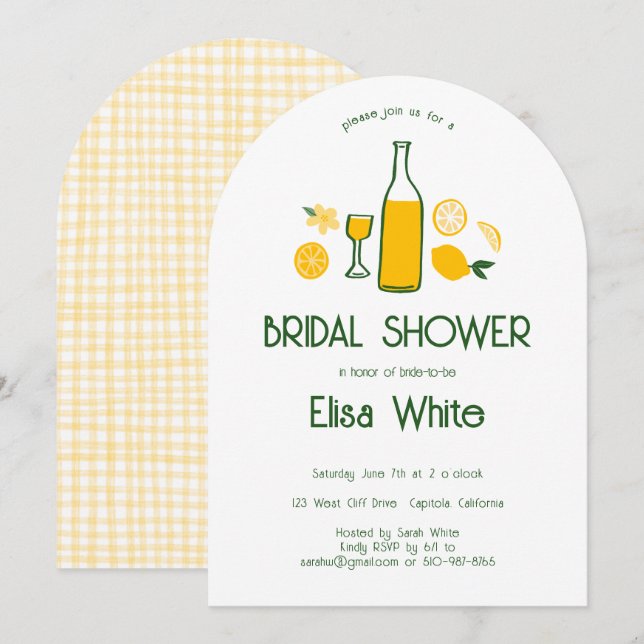 Invitation Limoncello Lemonade Fête des mariées d'arc PERSONN (Devant / Derrière)