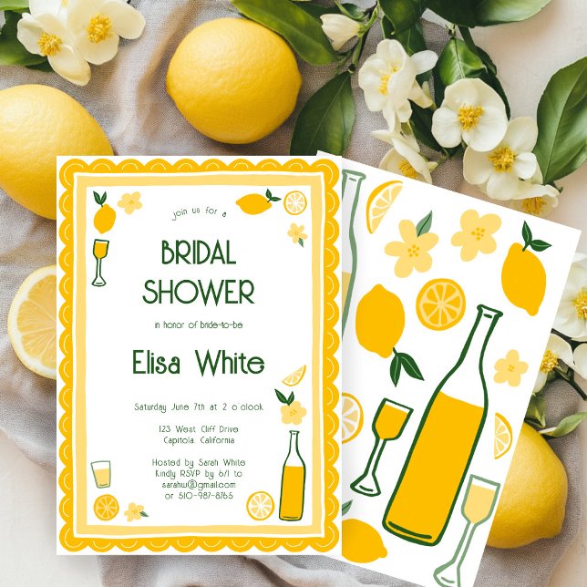 Invitation Limoncello Lemonade Fête des mariées personnalisée (Limoncello Lemonade Lemons CUSTOM  Cute Bridal Shower Invitation
)