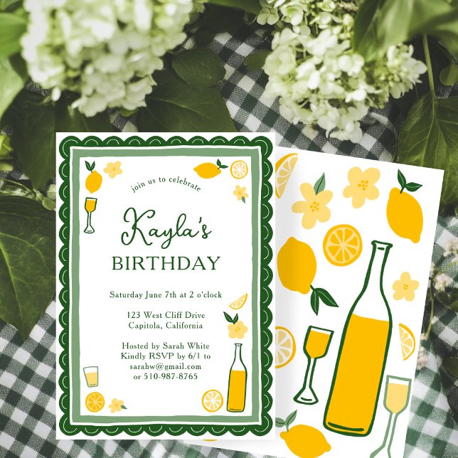 Invitation Limoncello Lemonade Lemons FÊTE D'ANNIVERSAIRE PER (Limoncello Lemonade Lemons CUSTOM BIRTHDAY PARTY Invitation
)