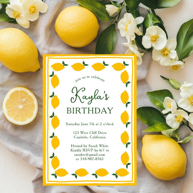 Invitation Limoncello Lemons PERSONNALISÉ JOLIE ANNIVERSAIRE (Limoncello Lemons CUSTOM Cute Adult or Child BIRTHDAY PARTY Invitation
)