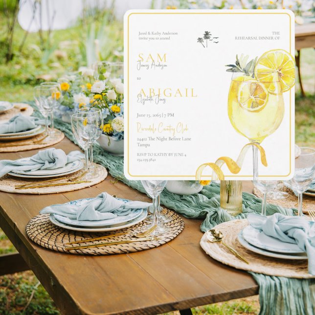 Invitation Limoncello Tropical Rehearsal Dinner Square (Créateur téléchargé)