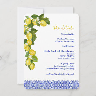 Invitation Limone I Citron italien & Carrelage bleu Détails d