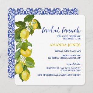 Invitation Limone I Italien Citron & Carrelage Bleu Douche In
