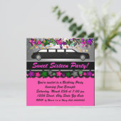 Invitation Limousine rose chaude fête d'anniversaire (Debout devant)