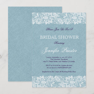 Invitation Lin bleu Burlap & Lace florale blanche 2 Invitatio