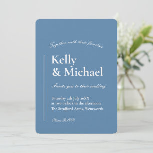 Invitation Linen Dusty Mariage de typographie bleue