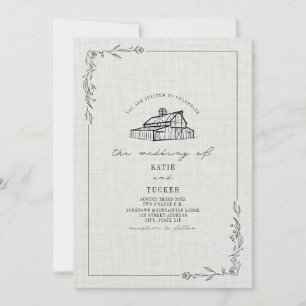 Invitation Linen Rustic Barne Mariage campagnard
