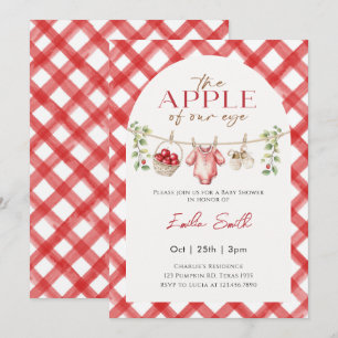Invitation Linge bébé pomme rouge Baby shower automnal