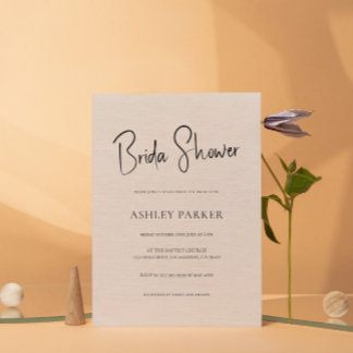 Invitation Linge beige Simple Noir Script Bachelorette