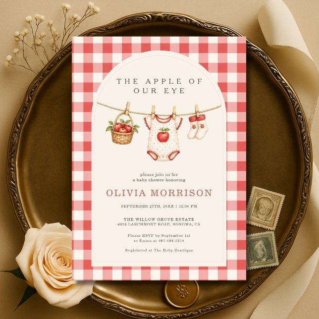 Invitation Linge de bébé Apple of Our Eye Baby Shower (Créateur téléchargé)