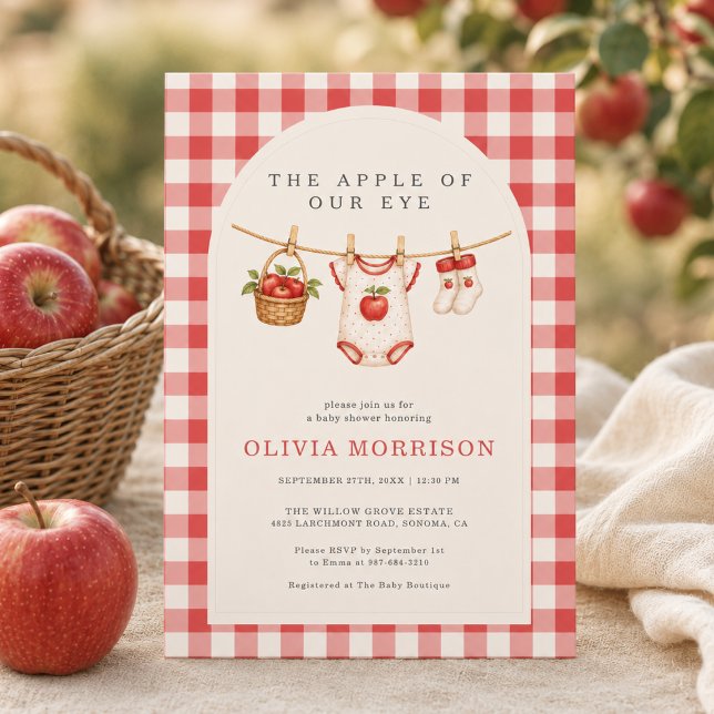 Invitation Linge de bébé Apple of Our Eye Baby Shower (Créateur téléchargé)