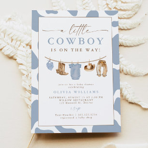 Invitation Linge de bébé Dusty Blue Little Cowboy Baby Shower