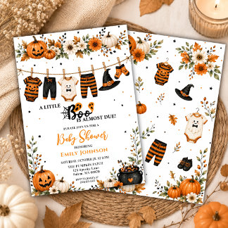 Invitation Linge de bébé pour Baby Shower Halloween Little Bo