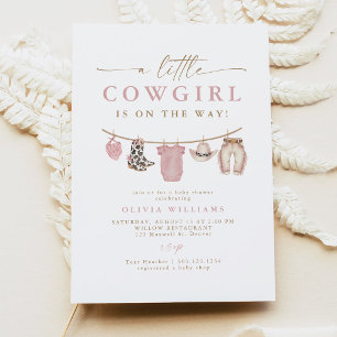 Invitation Linge de bébé rose bébé petite cowgirl Baby Shower