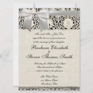 Invitation Linge de dentelle mariage blanc classique jolie