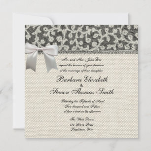 Invitation Linge de dentelle mariage blanc classique jolie