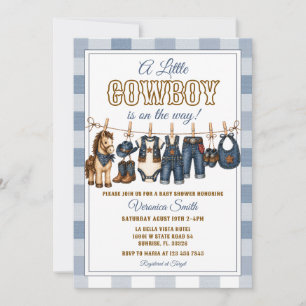 Invitation Linge de maison mignon bébé cow-boy en denim pour 