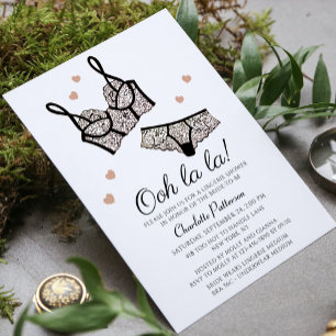 Invitation Linge de nuit en dentelle rose pour enterrement de