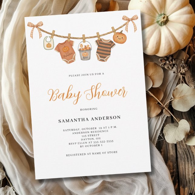 Invitation Linge neutre pour bébé à l'occasion d'Halloween (Créateur téléchargé)