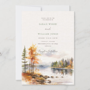 Invitation Linge romantique chute lac Mariage