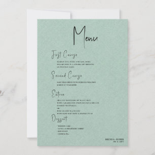 Invitation Linge vert Simple Noir Menu de bienvenue