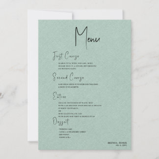 Invitation Linge vert Simple Noir Menu de bienvenue