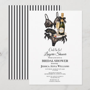 Invitation Lingerie à dentelle noire aquarelle pour enterreme