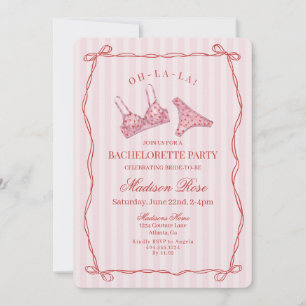 Invitation Lingerie Cœur Rose et Rouge pour Enterrement de Vi