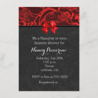 Invitation lingerie cuir noir et dentelle rouge