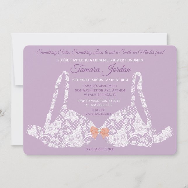 Invitation lingerie de couleur de fond quelconque (Devant)